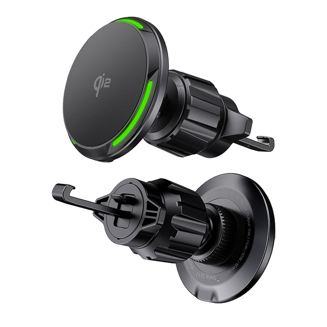 New Arrival Qi2 Magnetic Car Charger Fast Wireless Charging Mount With Green Light for iPhone 16