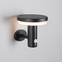 Lampes murales d'extérieur LED modernes en acier inoxydable noir, étanches, avec détecteur de mouvement, alimentées par batterie solaire