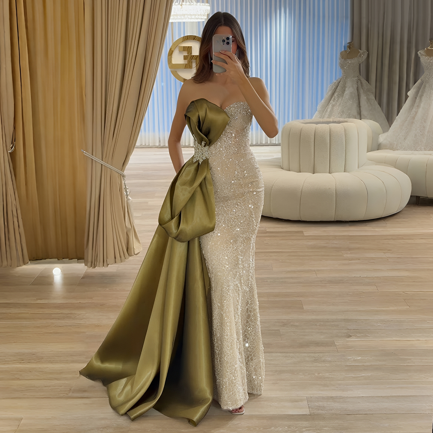 strapless open back dress Buy Olive Green Cotton Flax Paneled A-Line Midi Dress Online at  SeamsFriendly main image 1