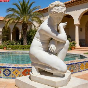 Statua <span class=keywords><strong>di</strong></span> <span class=keywords><strong>Venere</strong></span> Seduta in Marmo Bianco Italiano YOUFINE, Elegante Scultura per Giardino, Patio e Decorazioni Esterne - Product Image 2