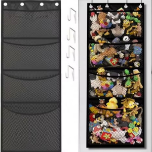 Free Sample Child Stuffed Animal Storage Hang Bag Over Door <b>Organizer</b> 4 Large Pocket Hanging Storage Mesh Bag For Plush <b>Toy</b> - Product Image 1