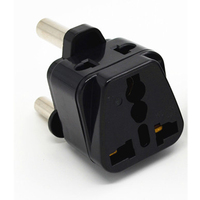 Adaptor perjalanan Pin 3 bulat putih dan hitam besar Afrika Selatan ke steker Universal tipe M bahan tembaga tahan lama