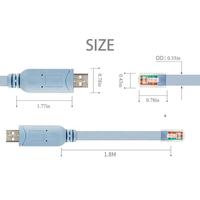 Biru 6 kaki untuk konsol Cisco Rollover Cable - Rj45-Usb kedatangan baru harga rendah Usb ke Rj45 Ch341 kabel konsol