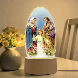 מנורת לילה תלת מימדית עם הדפסת UV של ישו, מריה הקדושה וצלב, למכירה חמה בשנת 2026, לקישוט - Product Image 1