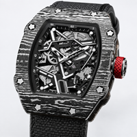 Montre à quartz pour hommes, montre-bracelet ultra fine en forme de baril, cadran squelette lumineux, étanche, bracelet en nylon