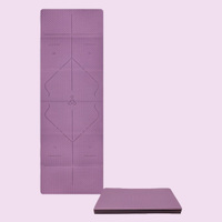 Tapete de Yoga Plegable Personalizado de TPE con 6 Pliegues y Líneas de Alineación, Tapete de Ejercicio Portátil Antideslizante para Pilates y Fitness con Logotipo