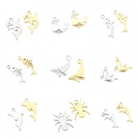 Charmes mignons en forme de baleine, de poisson et de dauphin pour colliers, bracelets, boucles d'oreilles, bricolage, plaqué or 18 carats, acier inoxydable, cadeau de mariage