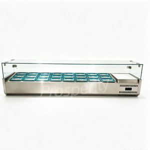 Comptoir de préparation de salades réfrigérées commercial de 180 cm, station de garnitures réfrigérée de comptoir avec positions pour bacs GN 1/9 pour restaurant - Product Image 3