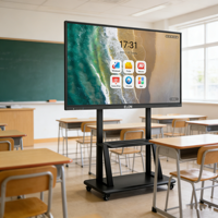 لوح أبيض تفاعلي ذكي بشاشة لمس LCD مقاس 55 65 75 86 98 110 بوصة بدقة 4K مع إضاءة خلفية D-LED و20-100 نقطة لمس للتدريس المدرسي