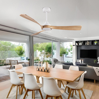 Lames en bois véritable de luxe à faible énergie 52 pouces Led ventilateur de plafond lumière décorative télécommande ventilateur de plafond avec lumière