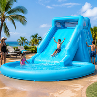 Tissu Air Dancer en PVC tricoté warp 1000D 20x20 imperméable bleu lac thème océan pour événements aquatiques