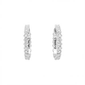 Levathas Orecchini a cerchio in oro bianco con diamanti rotondi incastonati a punta, gioielli classici da donna E2606 - Product Image 1