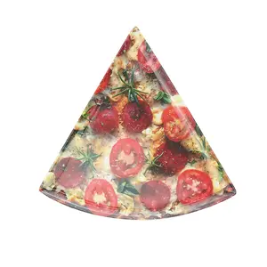 Wholesale Lovely Watermelon Oranges Design Cake Fruit Dessert Plates Triangle Shape Melamine Pizza Plate