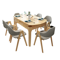 Ensemble table et chaises de salle à manger en bambou, pliable, convertible, style nordique moderne, 6 places, écologique, multifonctionnel