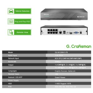 GU-N1208H1-P8 Hệ Thống Camera IP CCTV Gcraftsman 8CH 12MP 4K 8MP POE <span class=keywords><strong>NVR</strong></span> Với Ứng Dụng Điện Thoại Phần Mềm Phân Tích Thông Minh 8TB HDD - Product Image 2