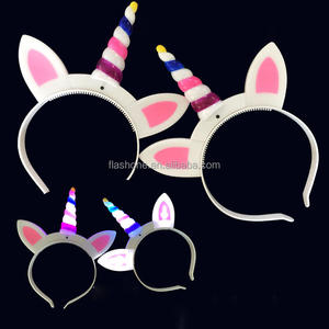 Bandeau de cheveux pour filles avec LED lumineux et <span class=keywords><strong>licorne</strong></span> Accessoires de cheveux pour Noël, Halloween, fête d'anniversaire, cadeau lumineux - Product Image 1