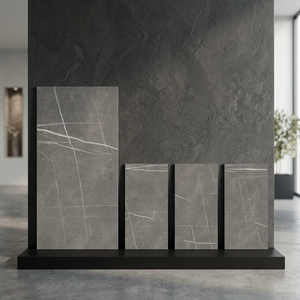 Solid Sugar Grey 800x1600mm Glossy Porcelain Floor And Wall <b>Tiles</b> Modern Grey Stone Design 80x160cm - Product Image 6