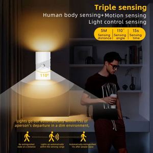 Led <b>Light</b> Modern LED Night <b>Lights</b> Warm White Human Body <b>Sensor</b> Brightness Dusk Dawn <b>Sensor</b> <b>Plug</b>-<b>in</b> Wall Bedroom Battery Power - Product Image 2