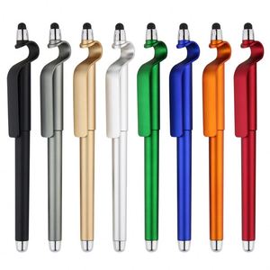 2 in 1 Phone Holder Capacitive Stylus Twist Metal <b>Ballpoint</b> <b>Pen</b> Hook Clip Stand Function Rotating Advertising Signature <b>Pen</b> - Product Image 1