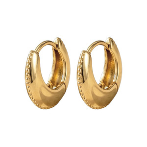 Boucles d'oreilles créoles géométriques plaquées or en cuivre, forme U, style européen, tendance - Product Image 4