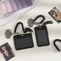 Casing Pelindung Akrilik Anti-Hilang RFID untuk Kartu Kredit Fashion Hitam, Gantungan Ransel 3 Inci, Tempat Kartu Foto Idol