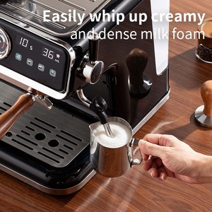 Machine à expresso avec moulin intégré, machine à café semi-automatique, cafetière rétro en acier inoxydable, jauge de pression, buse vapeur - Product Image 5