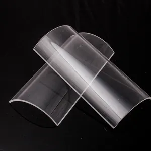 成功定制行业光学透明弯曲石英玻璃板批发半石英半圆玻璃管