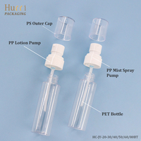 Flacon pompe en plastique PET transparent de 20 ml, 30 ml, 40 ml, 50 ml, 60 ml, 80 ml pour huile corporelle, sérum, brume moussante, soins de la peau