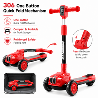Trottinette pliable pour enfants avec guidon réglable, roues à LED, légère, trottinette d'extérieur pour garçons et filles