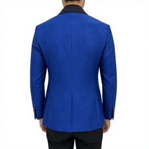 Veste de smoking bleu roi pour homme, simple boutonnage, revers cranté, bordure noire, tenue de cérémonie pour mariage, soirée, bal de promo, banquet - Product Image 5