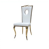 Chaises de salle à manger d'hôtel modernes et minimalistes en cuir rembourré avec structure en acier inoxydable, usage commercial VIP, vente en gros disponible