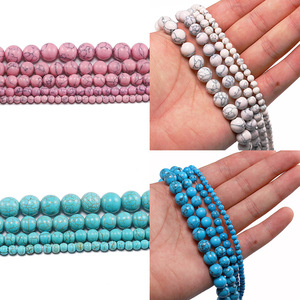 ลูกปัดหินธรรมชาติทรงกลม ลูกปัดร้อยสำหรับทำเครื่องประดับ สีฟ้า ขาว ชมพู แดง เทอร์ควอยซ์ แหล่งผลิตอี้หวู่ รหัสสินค้า ST0054 - Product Image 1