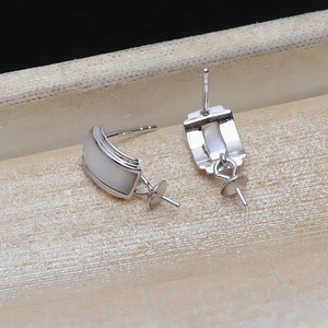 Boucle d'oreille asymétrique en argent S925 pour femme, composants de bijoux en perles DIY, produit semi-fini 1144 - Product Image 4