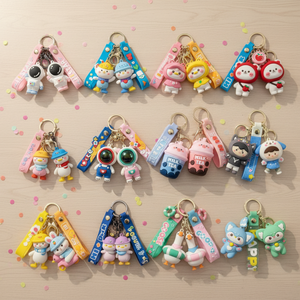 Anime Keychain Cute Cartoon 3D PVC Kids Women Silicon Mini Backpack Key Ring Accessories Rubber Key Chains
