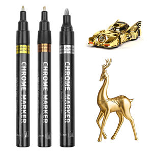 3 Spidol Cat Reflektif Berlapis Krom Warna-warni DIY Spidol Permanen Emas Perak untuk Retouching dan Melukis Model - Product Image 1