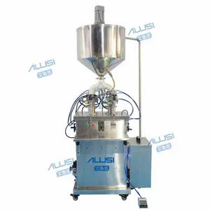 Semi automatic With Mixing Hopper Paste Oil Tomato Filler hot Sauce Cosmetic Cream Bottle Filling Machine with agitator