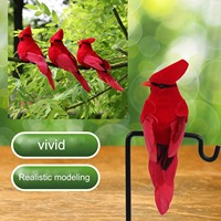 2/12 oiseaux artificiels de simulation, oiseaux rouges à clipser, en plumes et tissu pelucheux, pour décoration de jardin et de Noël, artisanat artistique