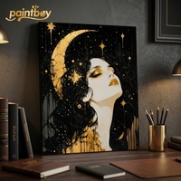 Peinture Décorative Moderne pour Chambre à Coucher – Kit de Peinture par Numéros sur Toile Effet Doré