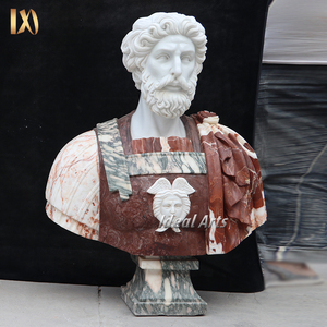 Busto Maschile Classico in Marmo con Piedistallo, Statua in Pietra Intagliata a Mano in Stile Greco per Decorazione d'Interni - Product Image 4