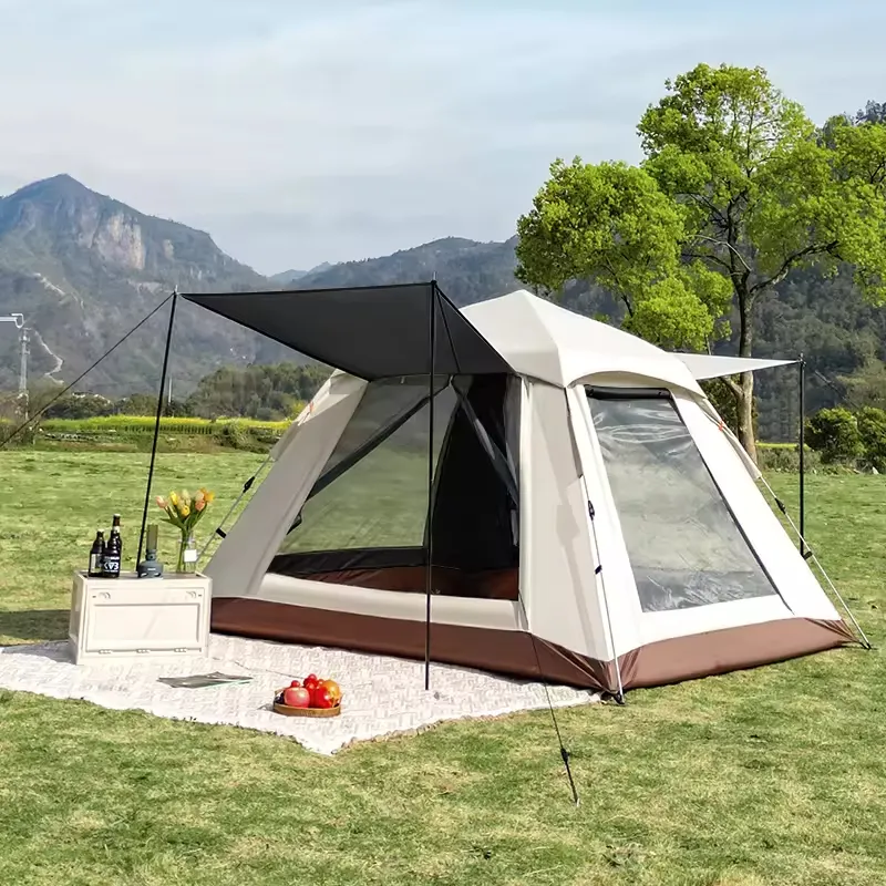 Складной автоматический непромокаемый четырехсторонний тент утолщенный непромокаемый туристический инвентарь палатки Кемпинг Открытый
