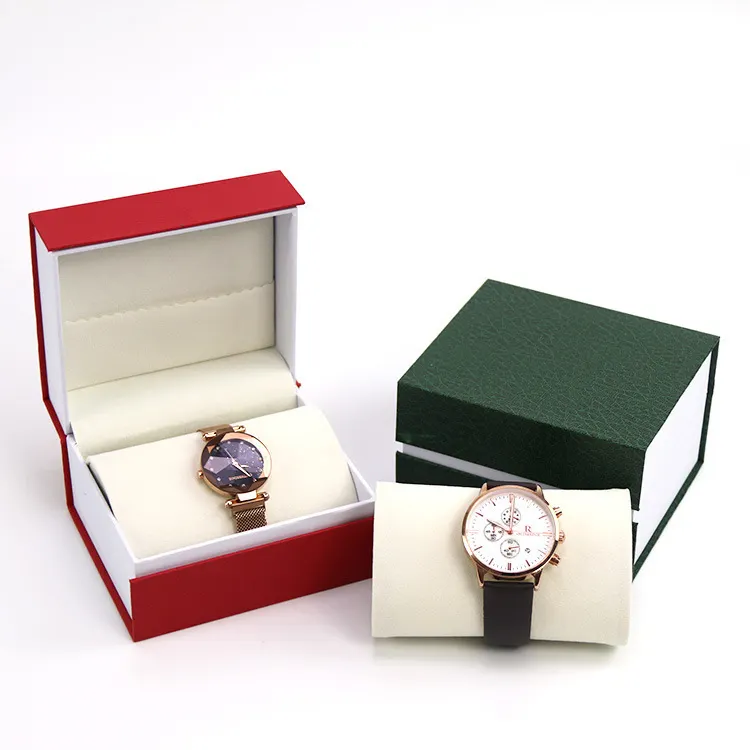 Produttori all'ingrosso di alta qualità in pelle PU Watch Box a conchiglia orologio scatola di stoccaggio con cuscino