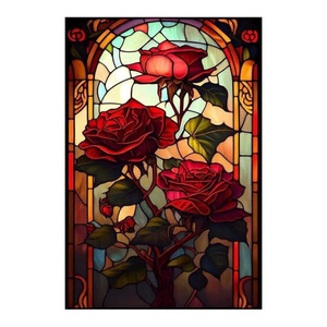 Tùy Chỉnh Nhà Hiện Đại Giải Trí Sơn Kim Cương Hình Chữ Nhật Vải Đầy Đủ Khoan Màu Tím Hoa In Nghệ Thuật Với Rhinestone - Product Image 6