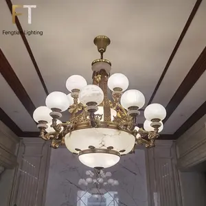 レトロなスタイルのシャンデリアアラバスターシャンデリアゴールドシャンデリアホール室内装飾豪華な照明