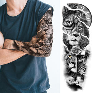 Nuovo arrivo uomo impermeabile Full Arm tigre <span class=keywords><strong>leone</strong></span> animale tatuaggio <span class=keywords><strong>adesivo</strong></span> temporaneo di lunga durata del tatuaggio <span class=keywords><strong>adesivo</strong></span> per il corpo - Product Image 1