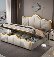 Lit de rangement moderne en cuir rembourré, économique, taille double/king/queen, cadre de lit écologique de haute qualité