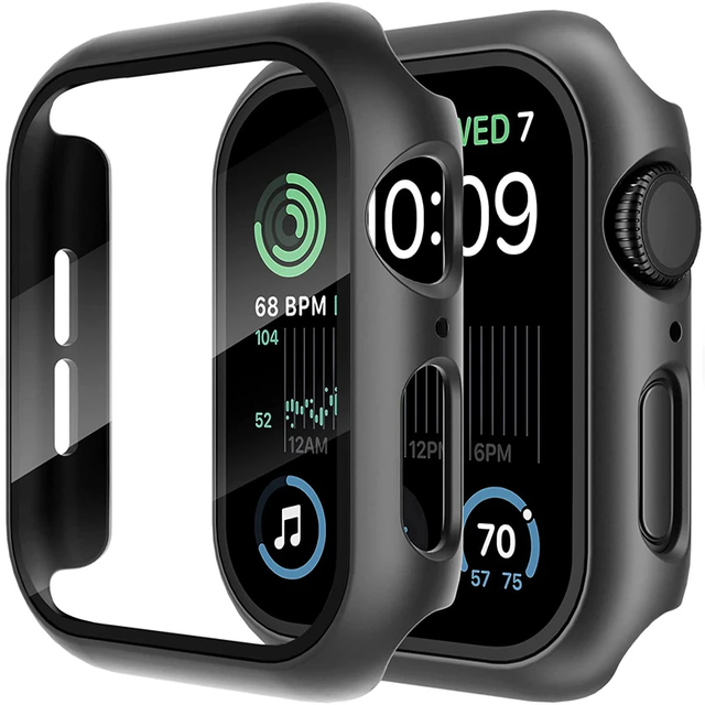 Glass+Cover for Apple Watch case 8 7 6 SE 5 9 IWatch Accessories Screen Protector Apple Watch Serie 44mm 45mm 41mm 40mm 42mm