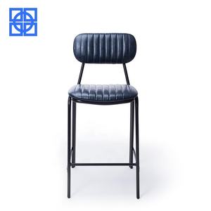 Tabouret de <span class=keywords><strong>bar</strong></span> moderne industriel rembourré avec siège et dossier en cuir PU, cadre en métal noir, <span class=keywords><strong>chaise</strong></span> haute de <span class=keywords><strong>bar</strong></span> pour restaurant, café, <span class=keywords><strong>bar</strong></span> - Product Image 2