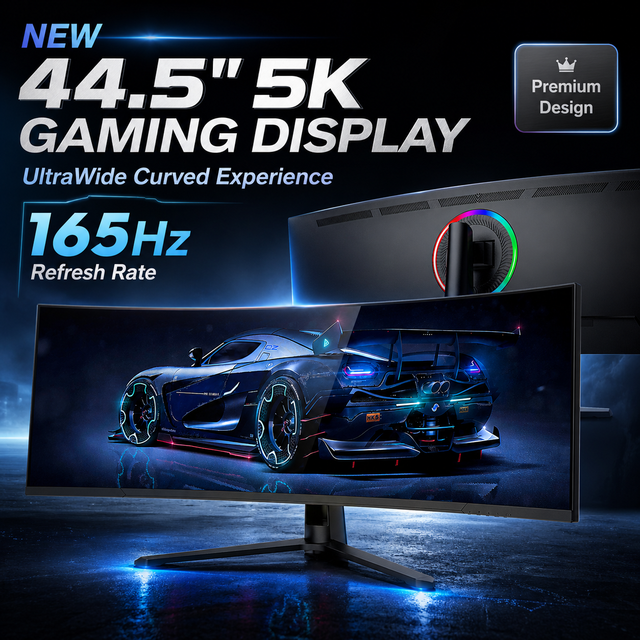 44.5 Inch 5K UltraWide Curved Gaming Monitor 165Hz 32:9 HDR10 Desktop Monitor with RGB Backlight