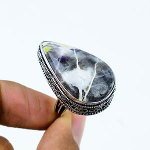 Bagues bohèmes faites à la main en argent sterling 925 avec pierre précieuse en forme de poire, design unisexe. - Product Image 1