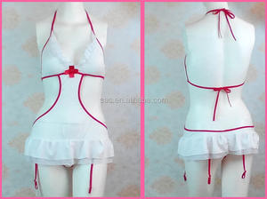 SacKnove T846 <span class=keywords><strong>infermiera</strong></span> <span class=keywords><strong>Costume</strong></span> Cosplay un pezzo Backless gonna corta vestito a tre punti giarrettiera <span class=keywords><strong>Sexy</strong></span> Lingerie donna per camera da letto - Product Image 4